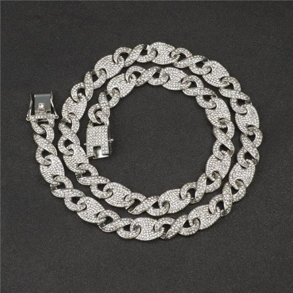 13MM Mens Silver Cuban Link Chain for Hip Hop 8-24 inch Curb Necklace Jewelry - Picture 3 of 6
